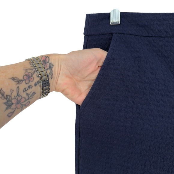 Trina Turk 8 Navy Textured Slim Leg Dress Pants Career Trousers Workwear - Picture 4 of 11